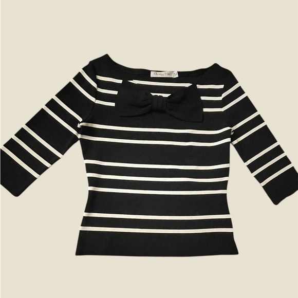 Dior Black and White Striped Blouse